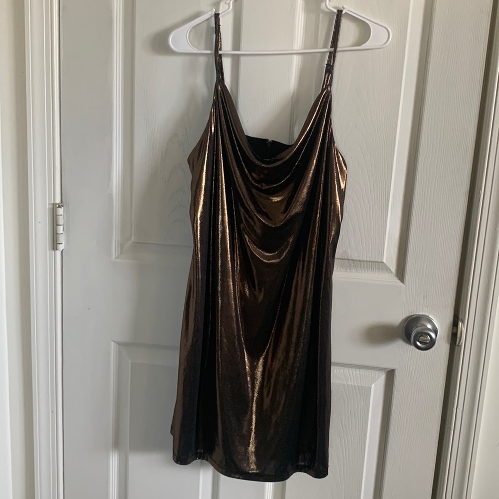 F21 Brown shimmer mini dress